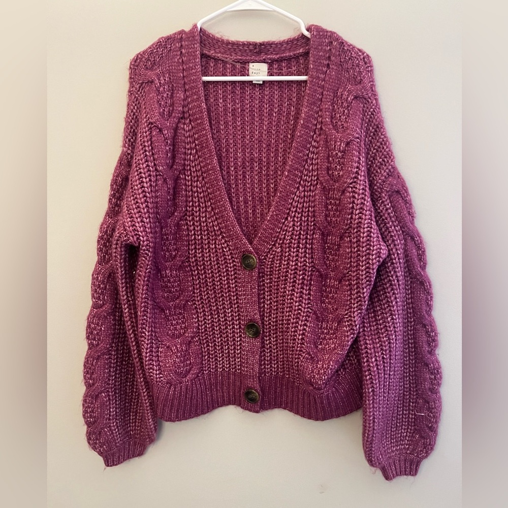 Target Women's Cable Knit Cardigan - Purple